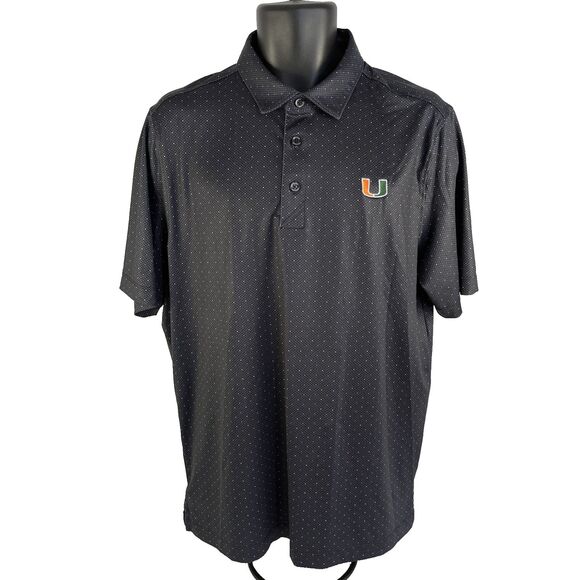 Mens Cutter & Buck Miami Hurricanes Short Sleeve Polo Shirt Size Large Polka Dot - Picture 6 of 8